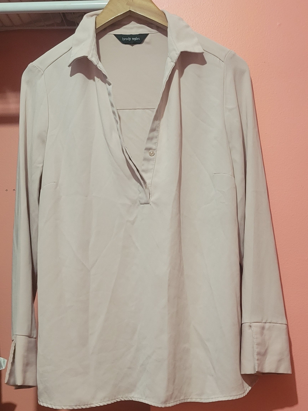Brody Styles Blush Pink V-Neck Collar Blouse